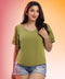Vneck Sleeve Layered Green Chiffon Top